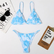 Load image into Gallery viewer, Swimsuit Separate Bikini Sexy 2021 Summer Women Swimsuit Beachwear V Neck High Waist Blue Print
