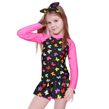 Load image into Gallery viewer, Swimwear Girls dinosaur print Sun Protection Rash Guard Set Kids Girls 2~8 Year Beachwear Long Sleeve Swimsuit Bathing Suits kid