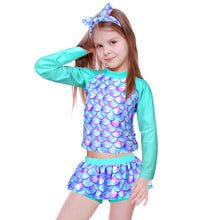 Load image into Gallery viewer, Swimwear Girls dinosaur print Sun Protection Rash Guard Set Kids Girls 2~8 Year Beachwear Long Sleeve Swimsuit Bathing Suits kid