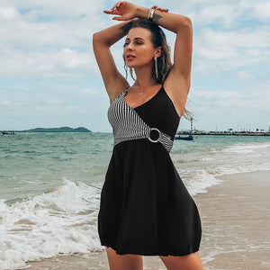 Swimwear Large Size S-2XL Women Swimming Suit Dot Print Swimsuit One Piece with Shorts Plus Size Swim Dress Skirt Bathing Suits