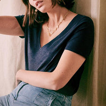 Load image into Gallery viewer, T-Shirt Femme Thin Short Sleeve Encolure V Loose Tee Shirt Elegant Tops Chic Casual Retro Women T Shirts simplicité Hauts