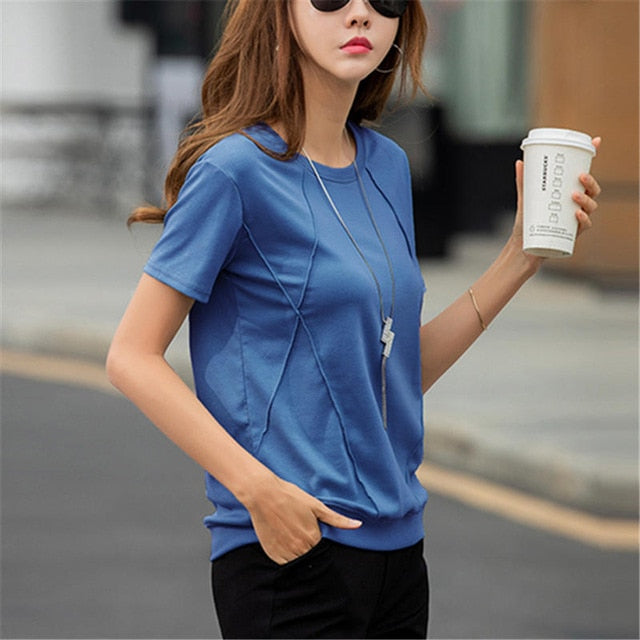 T Shirts Female Soft Cotton Casual Women Tops Shirts Summer T-Shirt Elastic 2020 Short Sleeve undershirt Ladies Tshirt harajuku