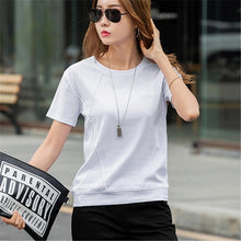 Load image into Gallery viewer, T Shirts Female Soft Cotton Casual Women Tops Shirts Summer T-Shirt Elastic 2020 Short Sleeve undershirt Ladies Tshirt harajuku