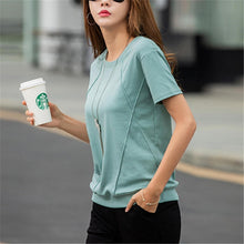 Load image into Gallery viewer, T Shirts Female Soft Cotton Casual Women Tops Shirts Summer T-Shirt Elastic 2020 Short Sleeve undershirt Ladies Tshirt harajuku