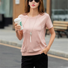 Load image into Gallery viewer, T Shirts Female Soft Cotton Casual Women Tops Shirts Summer T-Shirt Elastic 2020 Short Sleeve undershirt Ladies Tshirt harajuku