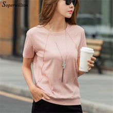 Load image into Gallery viewer, T Shirts Female Soft Cotton Casual Women Tops Shirts Summer T-Shirt Elastic 2020 Short Sleeve undershirt Ladies Tshirt harajuku