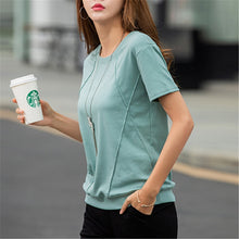 Load image into Gallery viewer, T Shirts Female Soft Cotton Casual Women Tops Shirts Summer T-Shirt Elastic 2020 Short Sleeve undershirt Ladies Tshirt harajuku