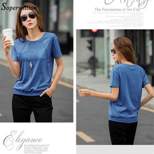 Load image into Gallery viewer, T Shirts Female Soft Cotton Casual Women Tops Shirts Summer T-Shirt Elastic 2020 Short Sleeve undershirt Ladies Tshirt harajuku
