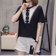 Load image into Gallery viewer, T shirt  Casual Loose short  Sleeve pink Ulzzang Girlfriends kawaii rainbow stripe t-Shirts White