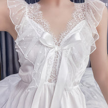 Load image into Gallery viewer, Teen Girl Sexy Deep V Mesh Night Dress Lace Sleepwear Women Sweet Bow Suspender Nightdress Kawaii Lingerie Home Suit Summer