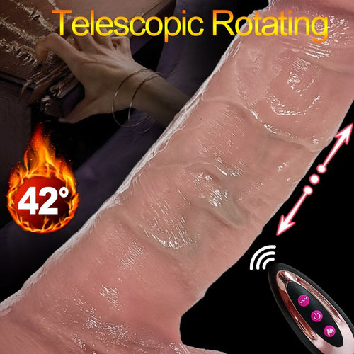 Telescopic Vibrating Thrusting Realistic Dildo Female Masturbation With Suction Cup Heating Penis Remote Control Dick For Women