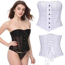 Load image into Gallery viewer, Temperament And Interest Clothing Steel Boned Underbust Corset Black Zipper Lace Corset Strapless Wedding Dress Bride Cosplay