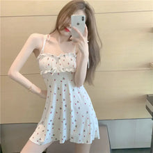 Load image into Gallery viewer, Temperament Floral Suspender Nightdress Female Spring And Summer New Dress Girl Soft Girl Strap Sexy A-line Skirt Sleepwear Wome