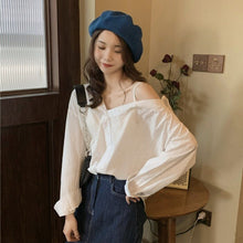 Load image into Gallery viewer, Temperament Long Sleeve Blouse Loose Vintage Single-breasted Halter Women Tops Blusas Mujer De Moda 2021 Verano