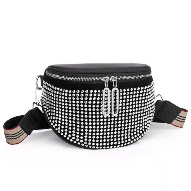 The new shiny rhinestone trend fashion simple western style one-shoulder diagonal bag