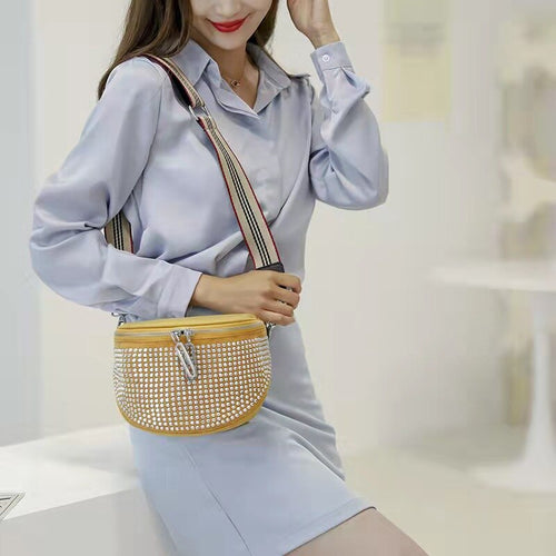 The new shiny rhinestone trend fashion simple western style one-shoulder diagonal bag