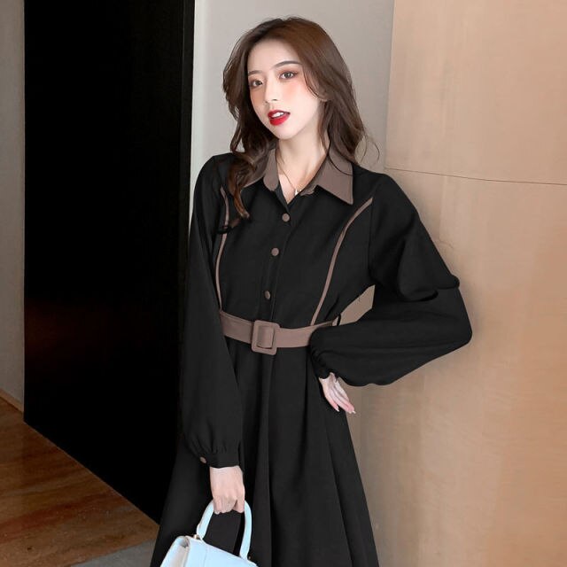 Thickened Dress Early Spring and Autumn 2021 New Shirt Skirt Light Luxury Noble High-end Temperament Dress Long Sleeve Dress