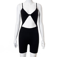 Load image into Gallery viewer, Thorn Tree Jumpsuits Deep V-neck Hollow Out Clubwear 2021 Sexy Women Sleeveless Strap High Waist Bodycon Biker Shorts Playsuits
