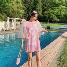 Load image into Gallery viewer, Tie Dye Swimsuit with Cover Up Three Pieces Swimwear for Women Tankini Sets 2021 New Summer Large Size Bathing Suits Plus Size