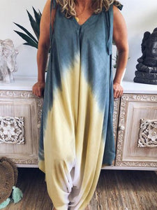 Tie-dye Print Sleeveless 2020 Women Playsuit Jumpsuit Spring Summer Casual Overalls Playsuits Sexy Loose Strap Rompers Wearuit