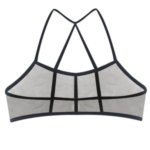 Transparent Women's Bra Hollow Out Stylish Sleeveless Lace Bralette Crochet Solid Tank Flower Mesh Unlined Bra Vest Sexy Bras