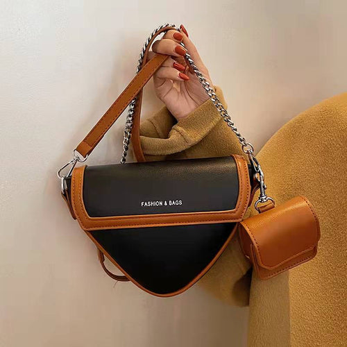Triângulo design de couro pequenos sacos crossbody para as mulheres 2022 marca de luxo corrente bolsa de ombro bolsas e bolsas d