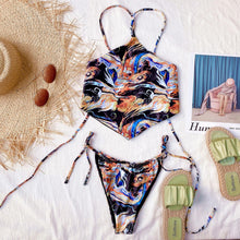 Load image into Gallery viewer, Triangles Printed halter neck Bikinis Women Bandage Swimsuit Bikini 2021 Sexy Push Up Swimwear Bathing Suit Halter Bikinis Suit