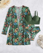 Load image into Gallery viewer, Tropical Print High Waist Bikini Sets Push Up Swimsuit for Women Sexy Three-Pieces Swimwear &amp;Kimono 2022 New Beach Bathing Suits