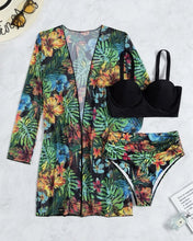 Load image into Gallery viewer, Tropical Print High Waist Bikini Sets Push Up Swimsuit for Women Sexy Three-Pieces Swimwear &amp;Kimono 2022 New Beach Bathing Suits
