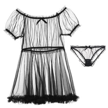 Load image into Gallery viewer, Tulle Temptation Sexy Lingerie Princess Dress Sexy Sleepwear Word Shoulder Mesh Tutu Night Dress Nightgowns Women