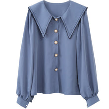 Load image into Gallery viewer, Turn-Down Collar Women Shirts Summer New 2021 Button Long-Sleeved Elegant Office Lady Solid Pearl Outwear Coats Tops