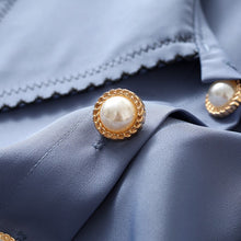 Load image into Gallery viewer, Turn-Down Collar Women Shirts Summer New 2021 Button Long-Sleeved Elegant Office Lady Solid Pearl Outwear Coats Tops