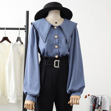 Load image into Gallery viewer, Turn-Down Collar Women Shirts Summer New 2021 Button Long-Sleeved Elegant Office Lady Solid Pearl Outwear Coats Tops