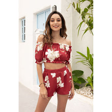 Load image into Gallery viewer, Two Piece For Women Clothing 2021 Summer Sexy Off Shoulder  2 Pcs Beach Vacation Outfit Short Sets