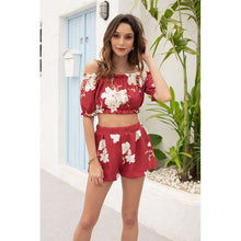 Load image into Gallery viewer, Two Piece For Women Clothing 2021 Summer Sexy Off Shoulder  2 Pcs Beach Vacation Outfit Short Sets