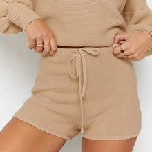 Load image into Gallery viewer, Two Piece Set Matching Sets Womens Outfits Knitted Lantern Sleeve Fall Winter Clothes Women Sweaters Shorts Suit 2021 Fashion