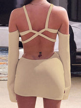 Load image into Gallery viewer, Two Piece Set Women Sexy Tracksuits Bandage Cut Out Long Sleeve Camisole+High Waist Mini Skirts 2022 Summer Punk Grunge Clothes