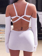 Load image into Gallery viewer, Two Piece Set Women Sexy Tracksuits Bandage Cut Out Long Sleeve Camisole+High Waist Mini Skirts 2022 Summer Punk Grunge Clothes