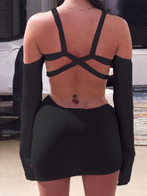 Load image into Gallery viewer, Two Piece Set Women Sexy Tracksuits Bandage Cut Out Long Sleeve Camisole+High Waist Mini Skirts 2022 Summer Punk Grunge Clothes