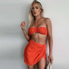Load image into Gallery viewer, Two Piece Set Women Skirt 2021 Summer Sexy Halter Crop Top And Mini Skirts Suits Vacation Outfits Beach Club Party Dress Sets