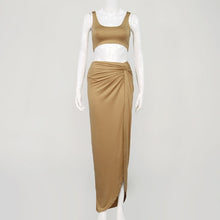 Load image into Gallery viewer, Two Piece Set Women Skirt Summer Elegant Sexy Dress Suits Halter Crop Top High Waist Long Skirts Set Woman 2 Pieces 2021 Outfits
