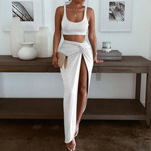 Load image into Gallery viewer, Two Piece Set Women Skirt Summer Elegant Sexy Dress Suits Halter Crop Top High Waist Long Skirts Set Woman 2 Pieces 2021 Outfits