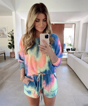 Load image into Gallery viewer, Two Piece Set Women Tracksuit Summer Clothes Tie Dye Print T-shirt Top and Shorts Suit Co Ord Sets Active Pajamas Lounge Wear