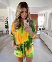 Load image into Gallery viewer, Two Piece Set Women Tracksuit Summer Clothes Tie Dye Print T-shirt Top and Shorts Suit Co Ord Sets Active Pajamas Lounge Wear