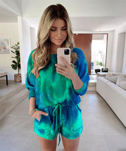 Load image into Gallery viewer, Two Piece Set Women Tracksuit Summer Clothes Tie Dye Print T-shirt Top and Shorts Suit Co Ord Sets Active Pajamas Lounge Wear