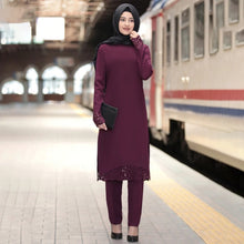 Load image into Gallery viewer, Two Piece Sets Tops and Pants Women Turkey Muslim Abaya Split Abaya Dresses Ramadan Moroccan Kaftan Islamic Clothing Dress Sets