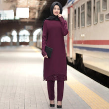 Load image into Gallery viewer, Two Piece Sets Tops and Pants Women Turkey Muslim Abaya Split Abaya Dresses Ramadan Moroccan Kaftan Islamic Clothing Dress Sets
