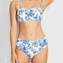 Load image into Gallery viewer, Two-Piece Suits Floral Print Low Waist Polyester Padded Bikinis Set Swimwear Wire Free Summer Brazilian Sexy Bra &amp; Brief Sets XL