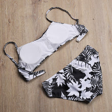 Load image into Gallery viewer, Two-Piece Suits Floral Print Low Waist Polyester Padded Bikinis Set Swimwear Wire Free Summer Brazilian Sexy Bra &amp; Brief Sets XL