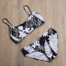Load image into Gallery viewer, Two-Piece Suits Floral Print Low Waist Polyester Padded Bikinis Set Swimwear Wire Free Summer Brazilian Sexy Bra &amp; Brief Sets XL